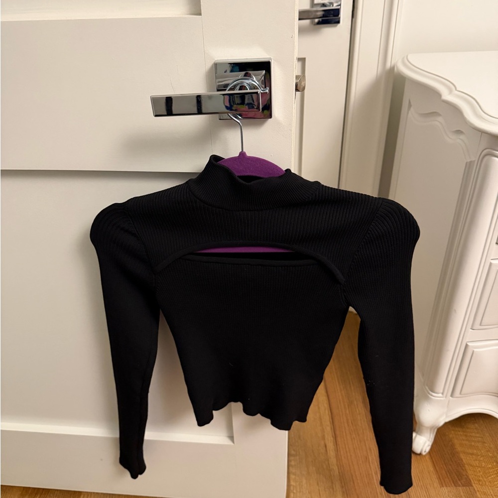 BDG Black Ribbed Long Sleeve Top
